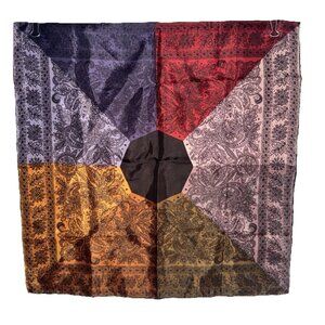 Ashear Pocket Square Handkerchief Silk Italy Hand Rolled Paisley Geometric Print